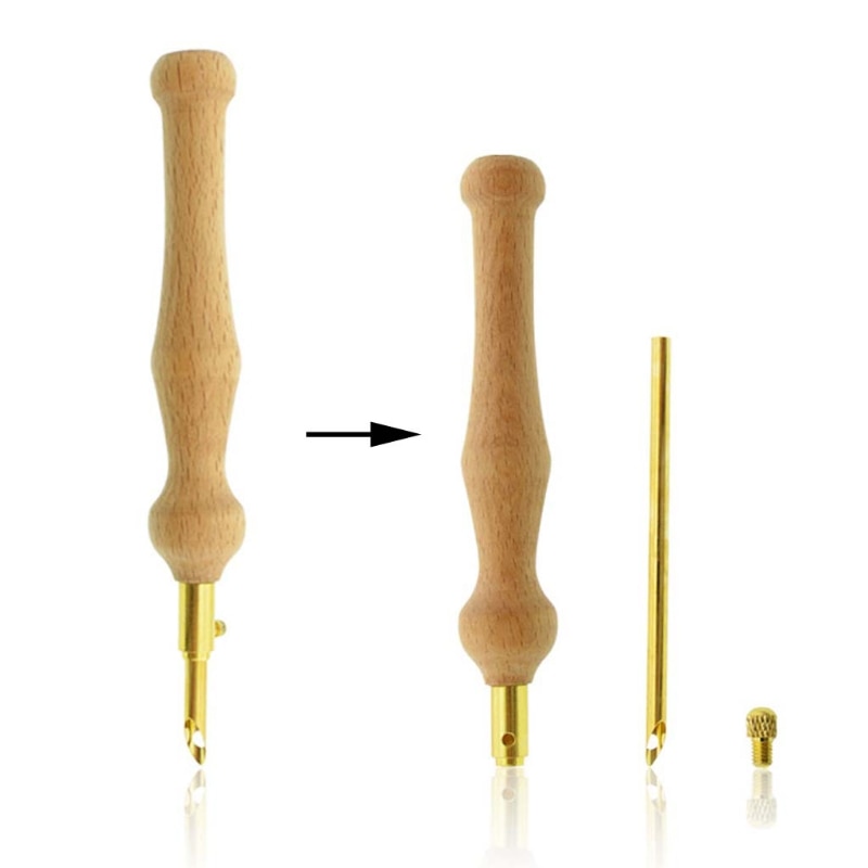 Knitting Embroidery Punch Threader Needle Pen Adjustable Sewing Accessories DIY 77UD