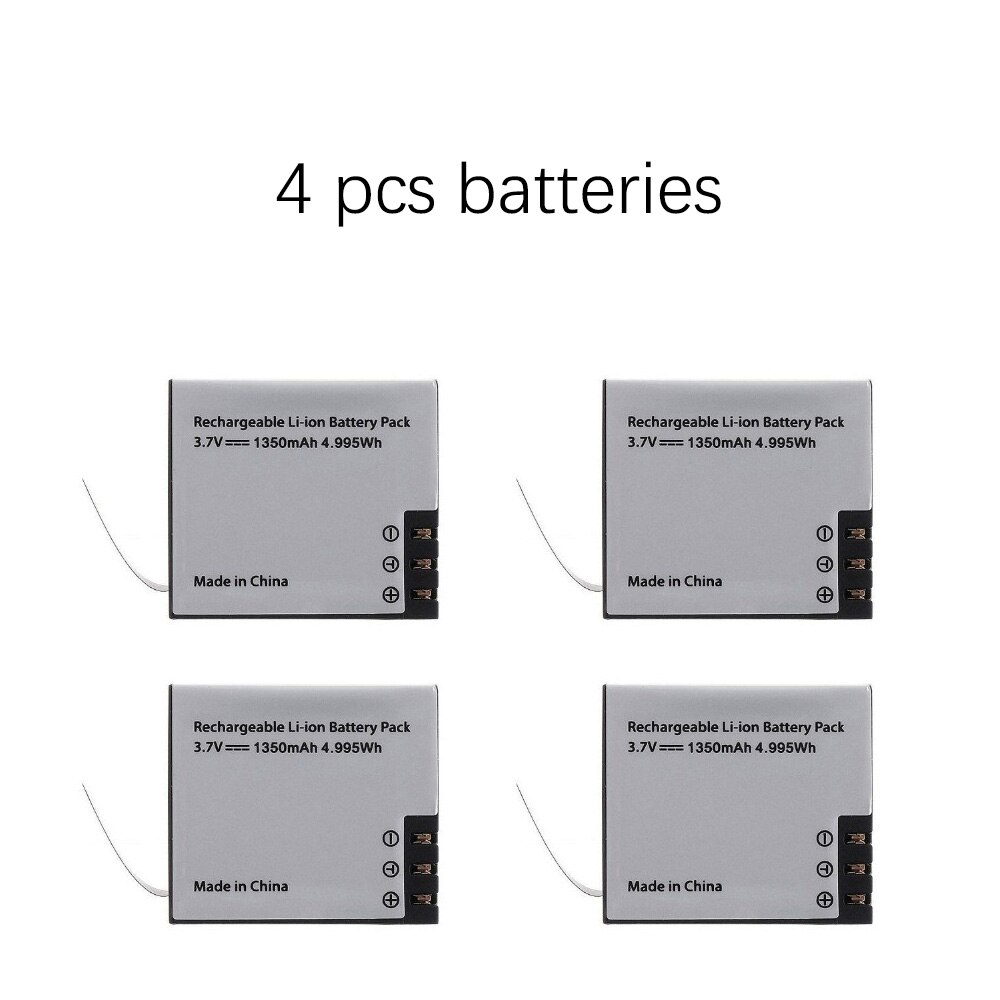 3PCS 1350mAh Battery and Charger for AKASO V50X EK7000 Brave 4 SJ4000 Sj5000 SJ7000 SooCoo c30 C50 F68 EKEN H9r H5s h6s battery: 4pcs batteryies