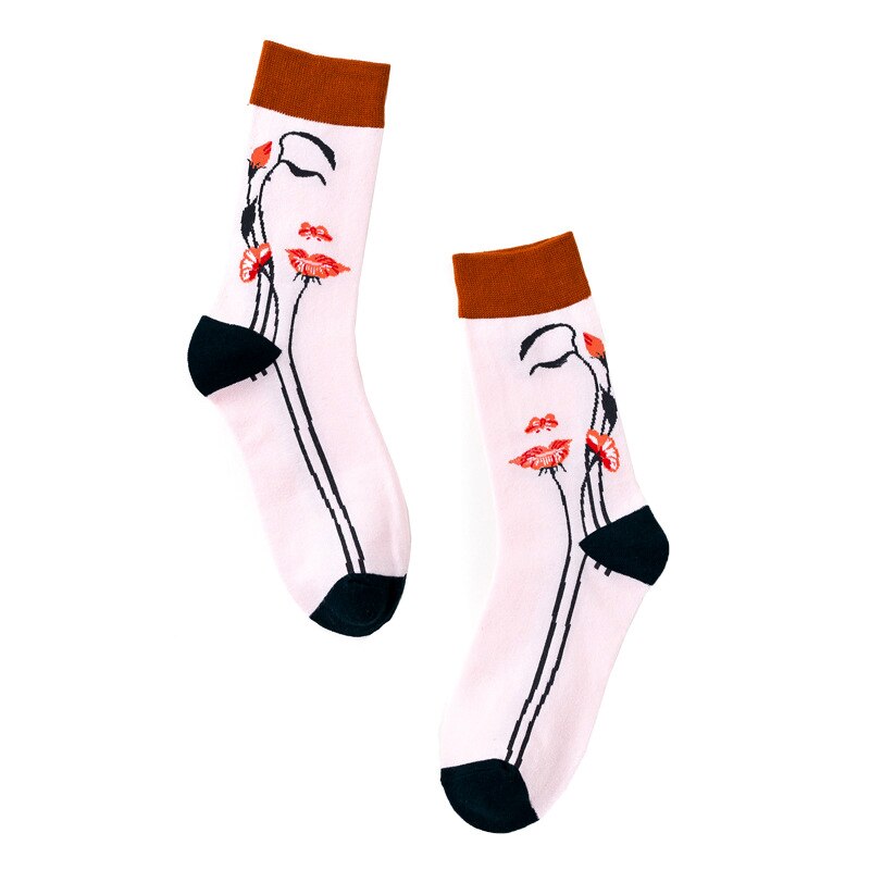 Tegneserie nylon sjov sød kawaii kort dame blomst streetwear kvinder sokker varm sjov hvid kort vinter bomuld glade ankelsokker
