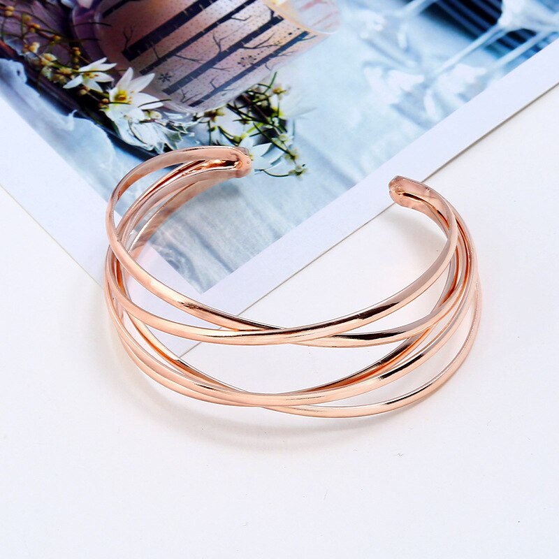 LZHLQ Cuff Bangles For Women Brand Big Bohemia Boho Bangles Indian Girls Bracelets & Bangles Female Cute Ladies Jewelry: Rose gold Small