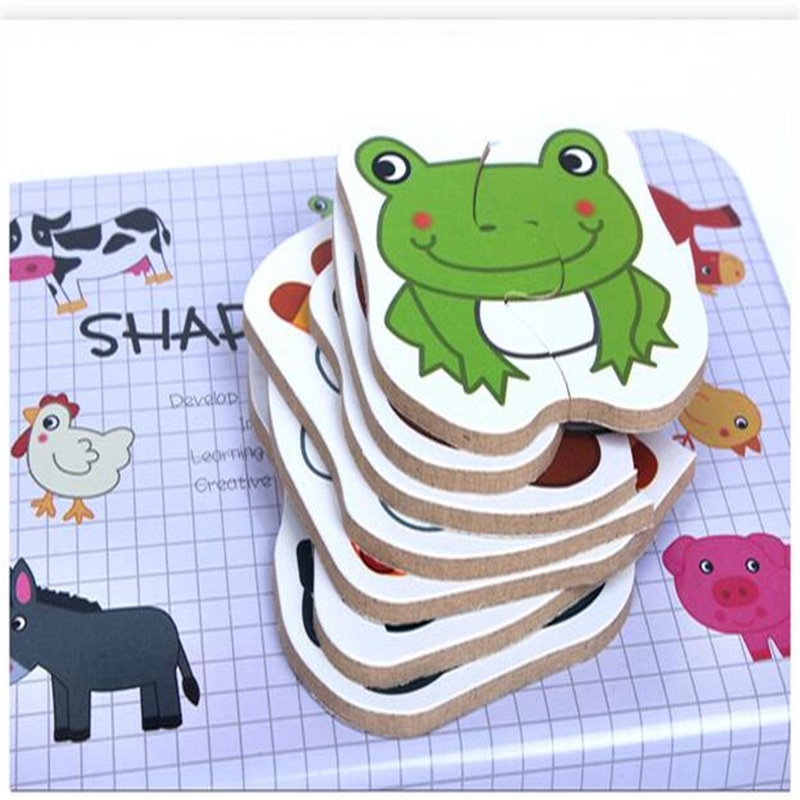 Voertuig/Fruit/Dier Set Paar Puzzel Educatief Baby Speelgoed Ijzeren Doos Zuigeling Vroege Hoofd Start Training Puzzel cognitieve Kaart