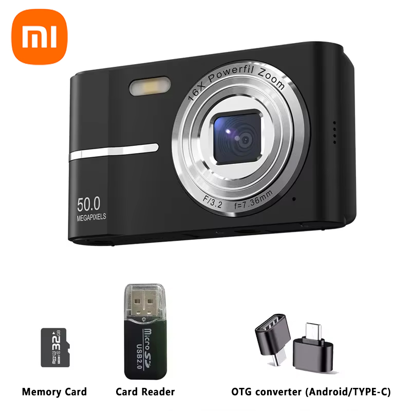 Xiaomi 5K Digital Camera 50MP Pixels 16X Powerfil Zoom Outdoor Anti-Shake Digital HD Video Camera Flash Video Recorder: Blue