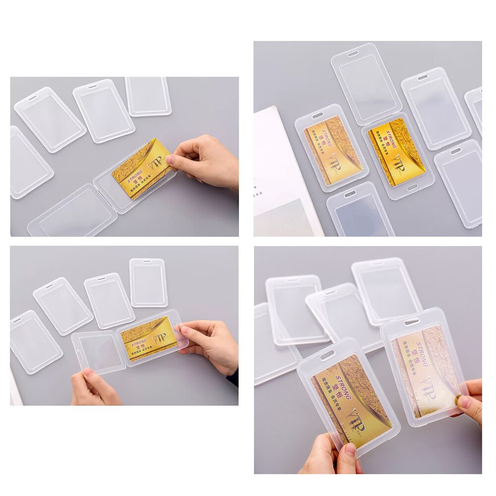 5 Pcs Transparante Pp Kaarthouder Met Gat Bank Bus Id Credit Storage Case Womem Mannen Kid Protector Cover Reizen 11*7Cm
