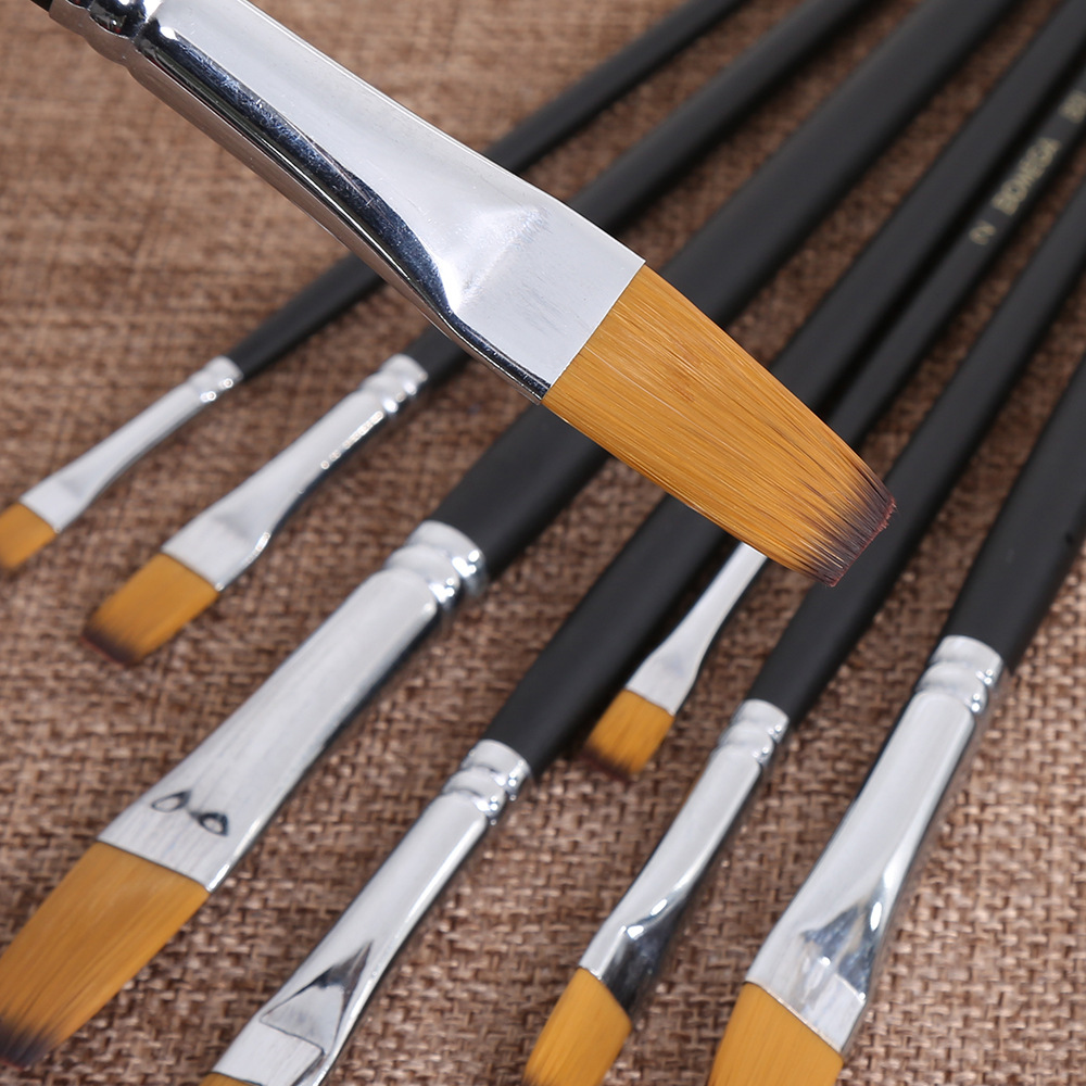 Juego de pinceles de pintura de 6 uds., pincel de pintura con punta redonda y puntiaguda, pincel acrílico de pelo de nailon para pintura acrílica al óleo de acuarela