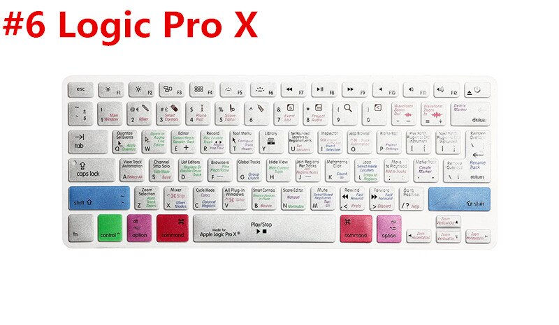 Hrh logic pro x genvägar silikon tangentbordsskydd för macbook air retina 13 " 15 " 17 " alla släpps före oss/eu båda: Logic pro x silver