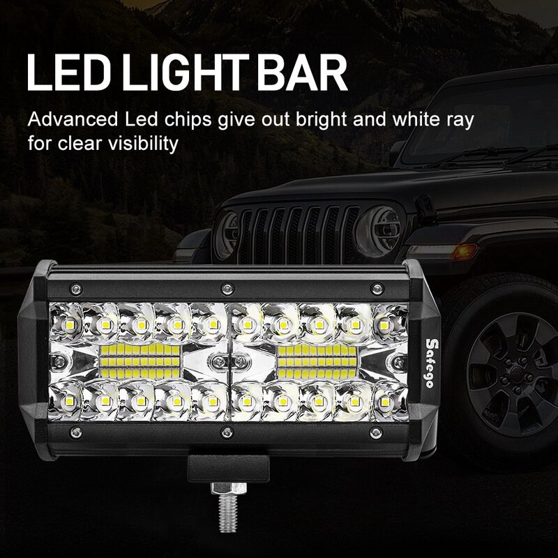 Safego-Barra de luz LED de trabajo de 3 filas, 6,5 ", 120W, para Tractor, barco, todoterreno, 4x4, ATV, SUV, motocicleta