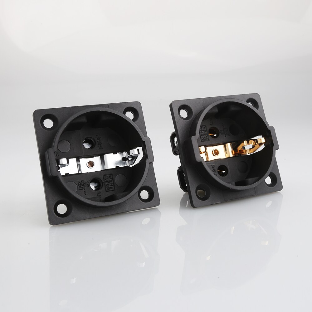 AE03G Gold/Rhodium Plated Schuko Plug Socket HIFI AC 250V 16A EU 2 pin IEC inlet Power Uitimate Schuko Chassis 1PC