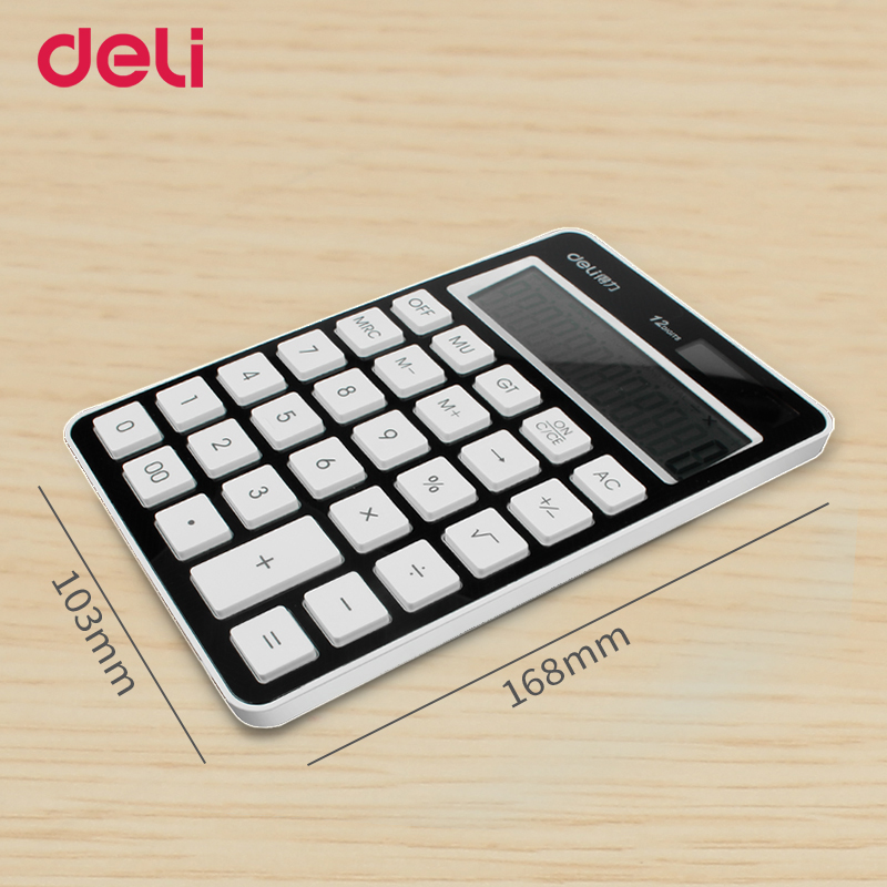 Deli two power calculator for school kid office electronic accounting supply brand solar energy table calculator