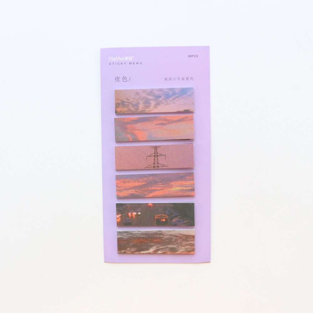 Domikee landscape school student sticky notes pad ins self-adhesive index label mug memo pad stationery: Purple