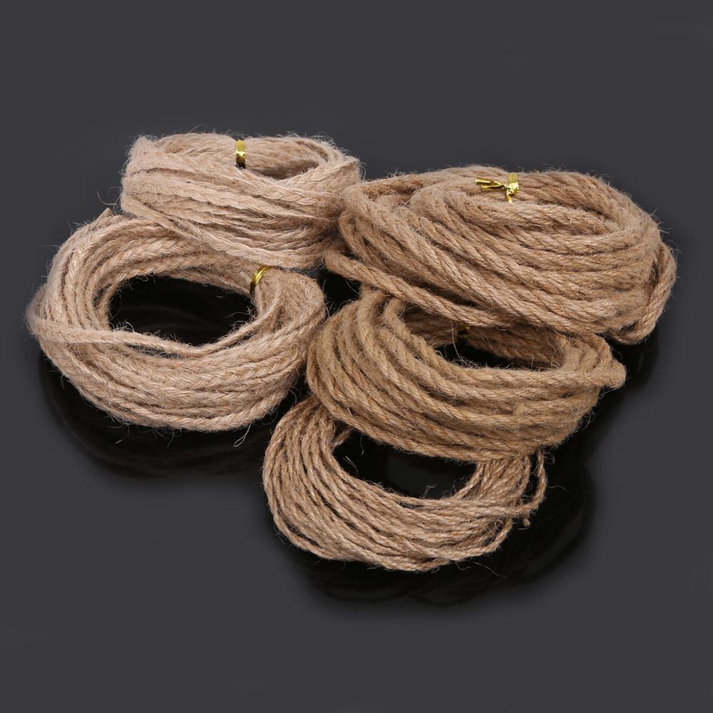 2/4/6mm säckväv band 5m/ parti naturligt hessian jute garn rep för diy rustik bröllop julfest dekoration tillbehör