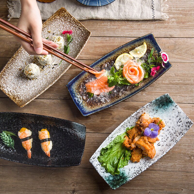 Fancity Creatieve Japanse Stijl Japanse Stijl Keramische Aardewerk Karakteristiek Restaurant Servies Boot-Vormige Gerechten, Sushi Dis