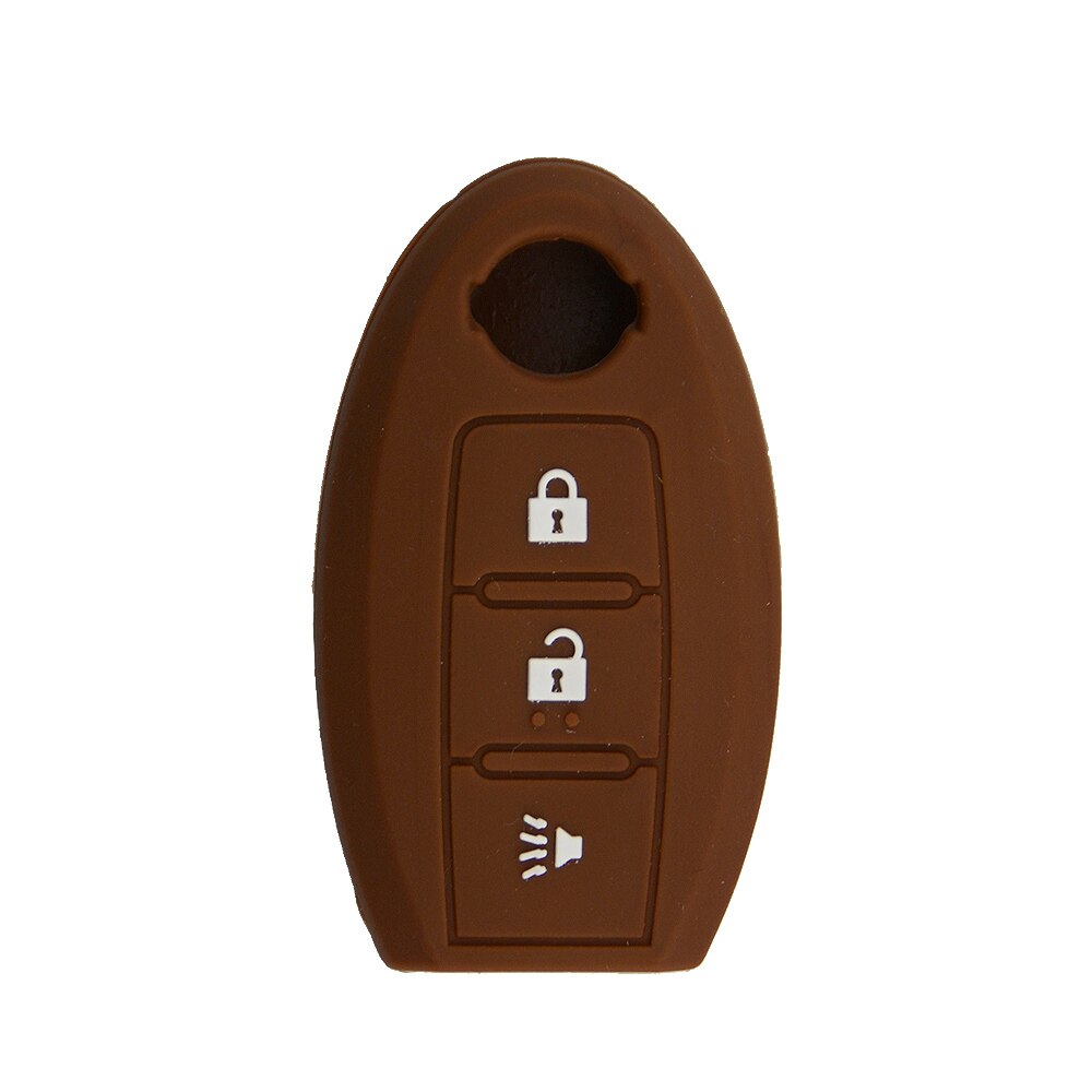Okeytech afstandsbediening autosleutel siliconen hoesje voor nissan x-trail xtrail rogue  t32 -  silicagel 3 knoppen beschermhoes: Bruin