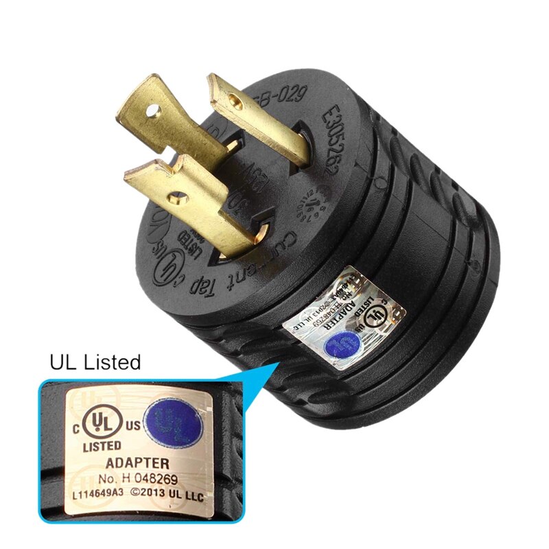 RV Generator Adapter 3-Prong 30A Male To 30A Female RV Power Plug 125V RV Plug for Camper Motorhome Trailer L5-30P