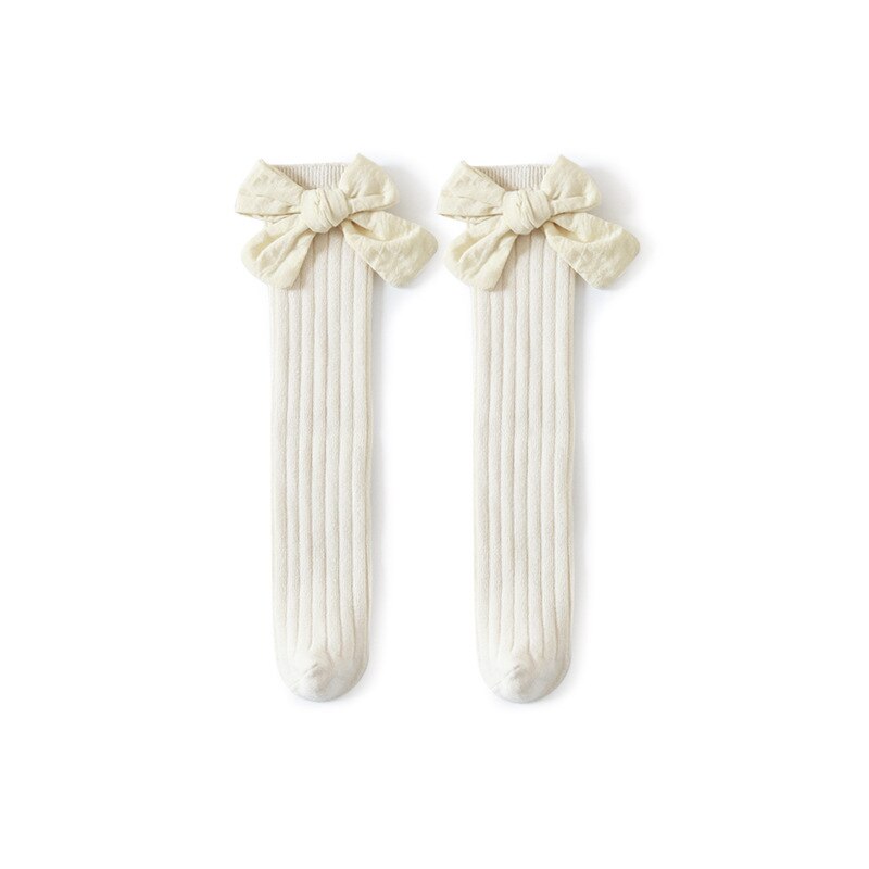 Nette BöGen Baby Knie Hohe Socken Einfarbig Frühling Herbst Baby Mädchen Lange Socken Weiche Baumwolle Kleinkind freundlicher Socke Sokken: Beige