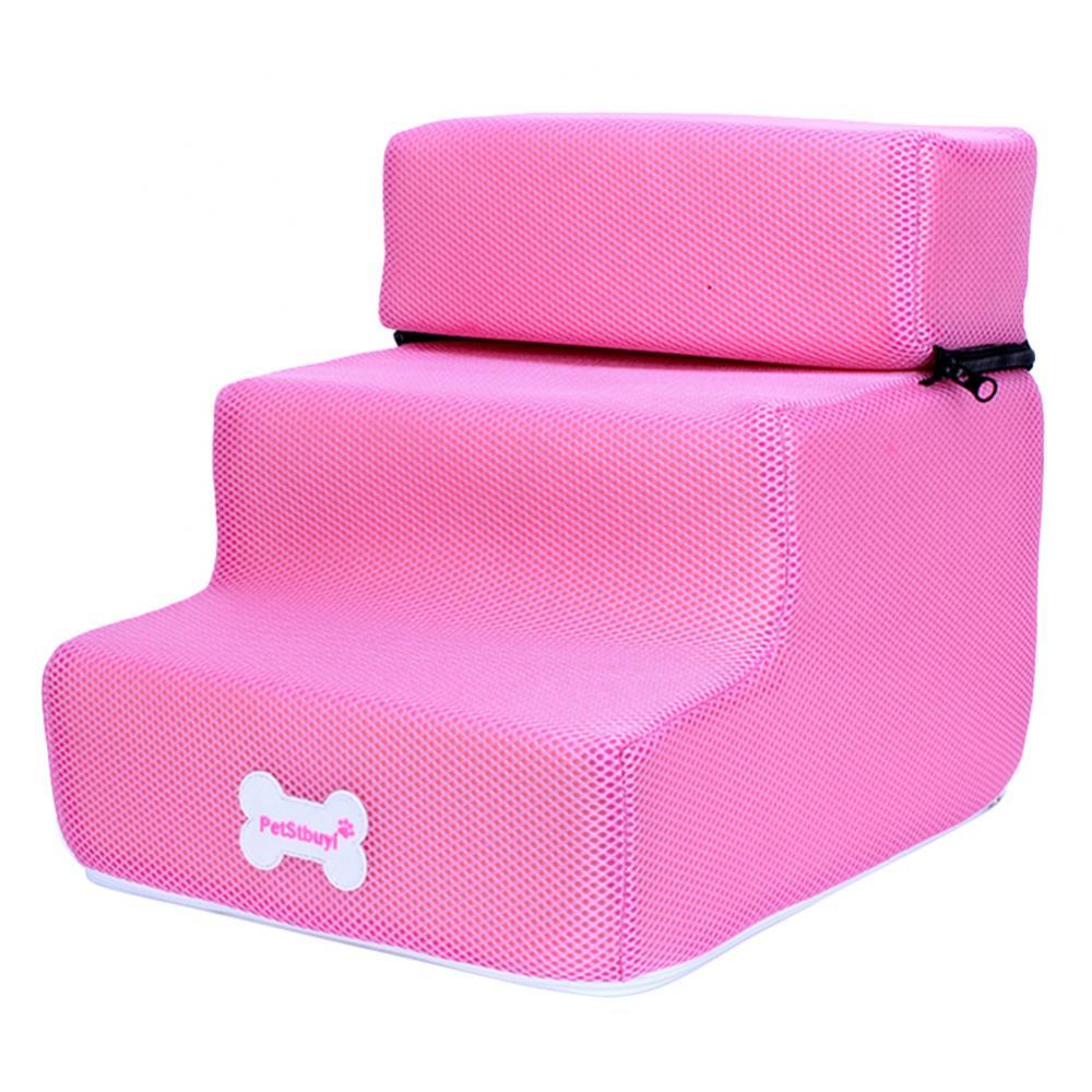 Non-slip Detachable 3 Step Small Dog Cats Pet 3 Steps Removable Ramp Climbing Bed Ladder Free To Match The Ladder Dog stairs Pet: Pink