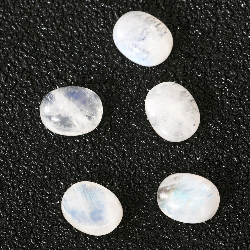 Ronde Cut Natuurlijke Maansteen 10X10Mm Losse Stenen Met Blauw Licht Decoratie Edelsteen Sieraden 5 Stks/set