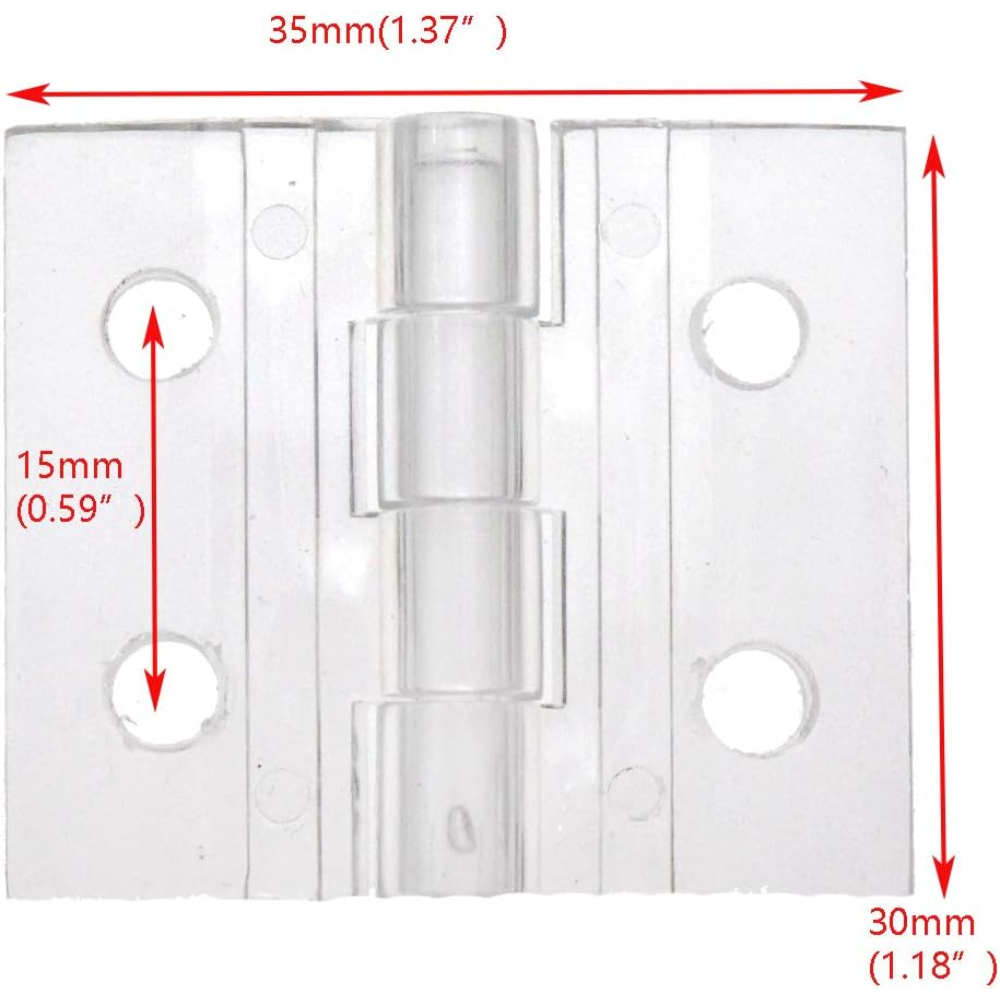 10 bisagras acrílicas transparentes de plástico, mini herrajes transparentes para manualidades en cajas (25 × 35 mm/1 x 1,37 pulgadas)