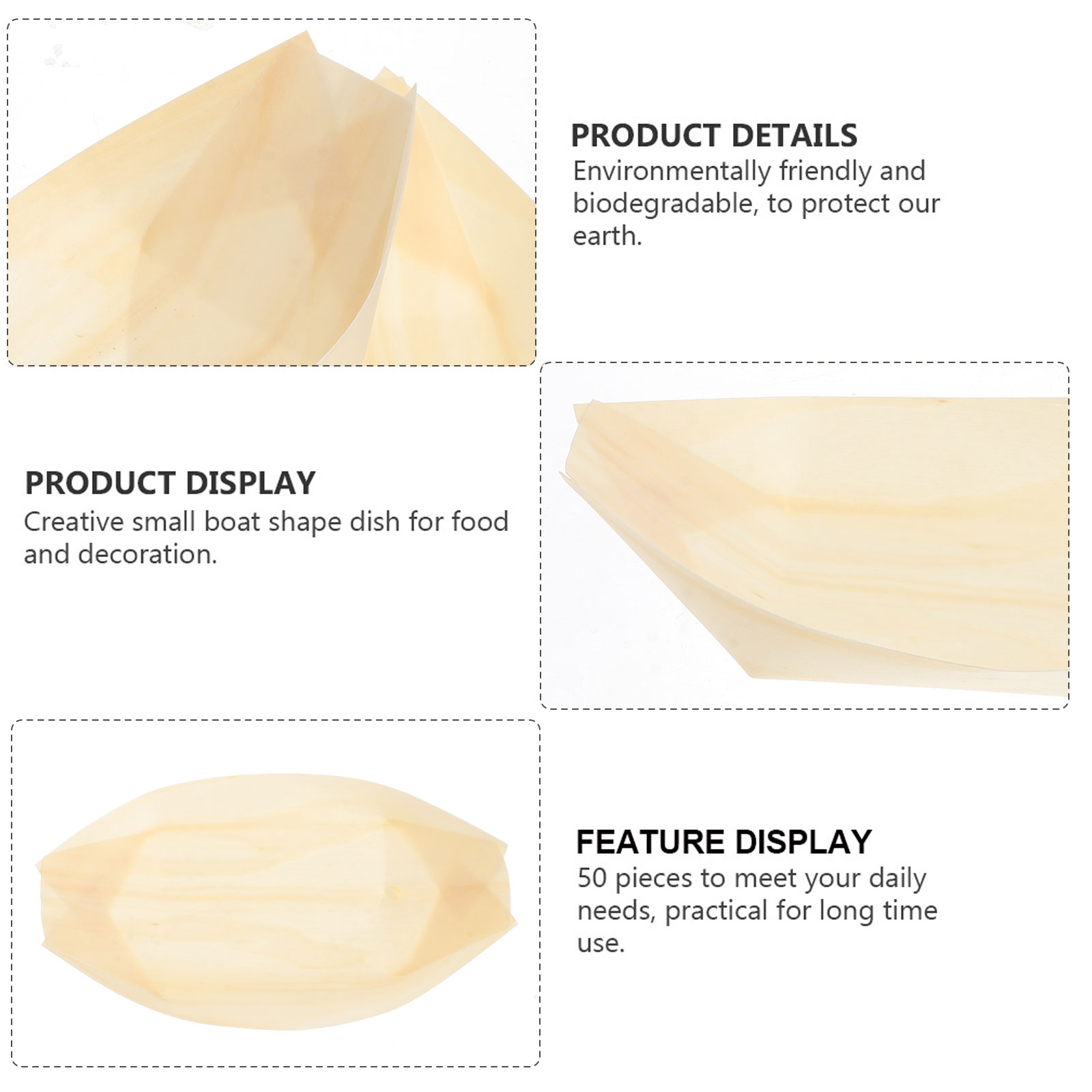 50pcs Wooden Bowl Snack Bowl Wood Snack Bowl Wooden Snack Bowl Food Container