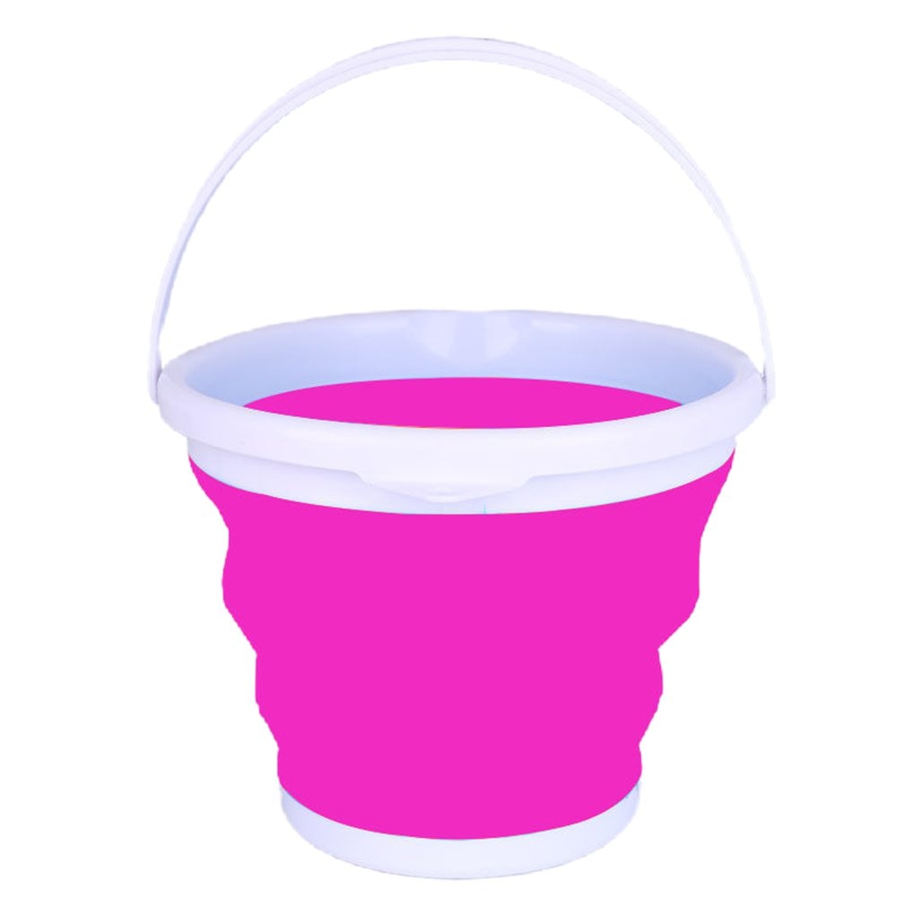 Afneembare Wasmachine Draagbare Speciale Emmer Intrekbare Plastic Huishoudelijke Thicken Reizen Outdoor Auto Wassen Emmer: Rose Red