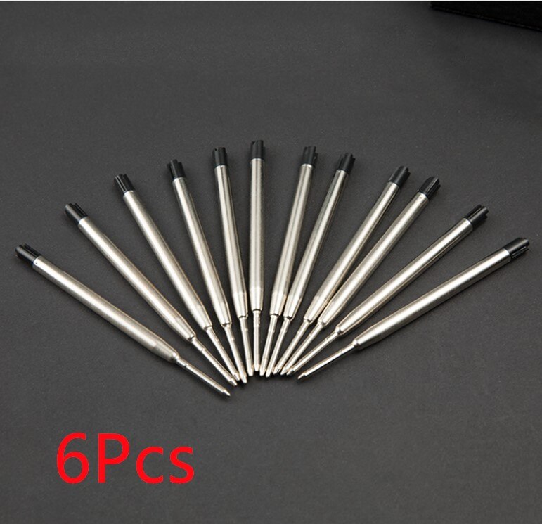Metal Ballpoint Pen Refills Office School Stationery Pen DIY Choose Blue Black Refills Pen: Black 6 Pcs