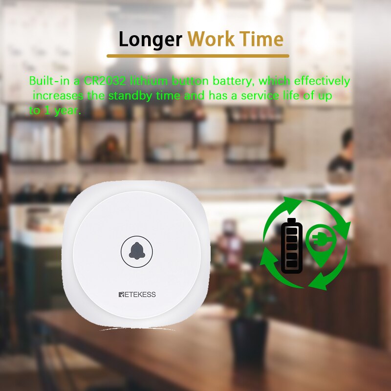 RETEKESS 5Pcs TD017 Pager Wireless Call Button Touch White 433.92MHz Restaurant Transmitter For Coffee Shop Hotel Hospital