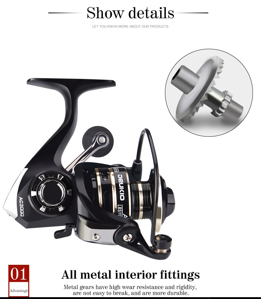 13+1BB Fishing Spinning Reel 2000-6000 No Gap Metal Spool Gear Ratio 5.2:1 Reel Carp Fishing Gear Pesca