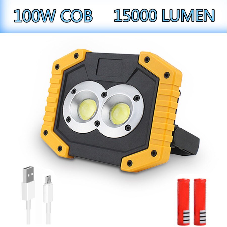 Portable LED work light Rechargeable COB work lamp waterproof LED flood light with bracket suitable for outdoor Car Repair: Package F