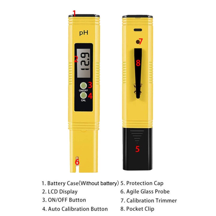 Ph måler digital lcd penn vanntester verktøy nøyaktighet 0.1 akvarium basseng vann vin urin automatisk kalibrering