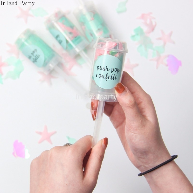 2 stk push poppers mix rosa guld konfetti brude jubilæum push pop konfetti baby shower havfrue fest gør det selv fødselsdag dekorationer