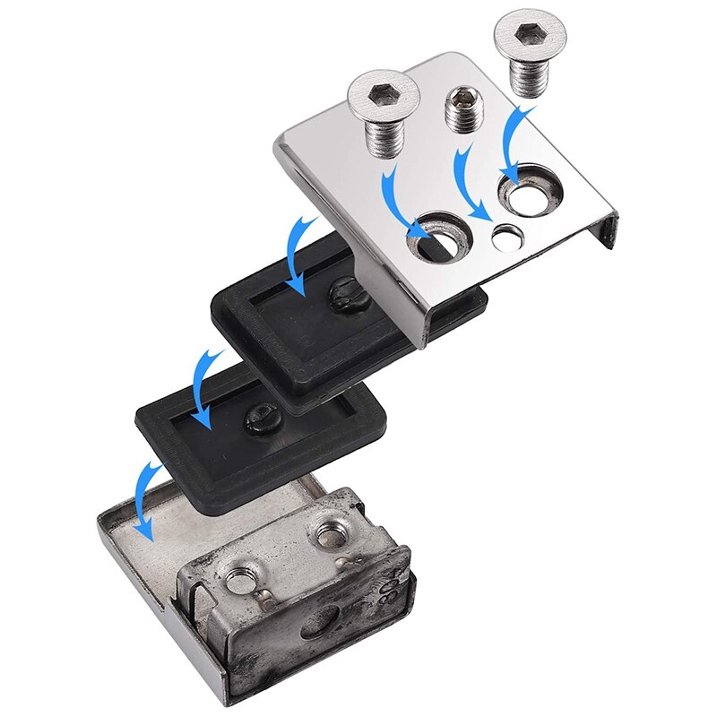 Glasklem 8-10Mm 8Pcs Rvs 304 Glasklemmen Verstelbare Glazen Beugel Flat Terug Voor Balustrade trap