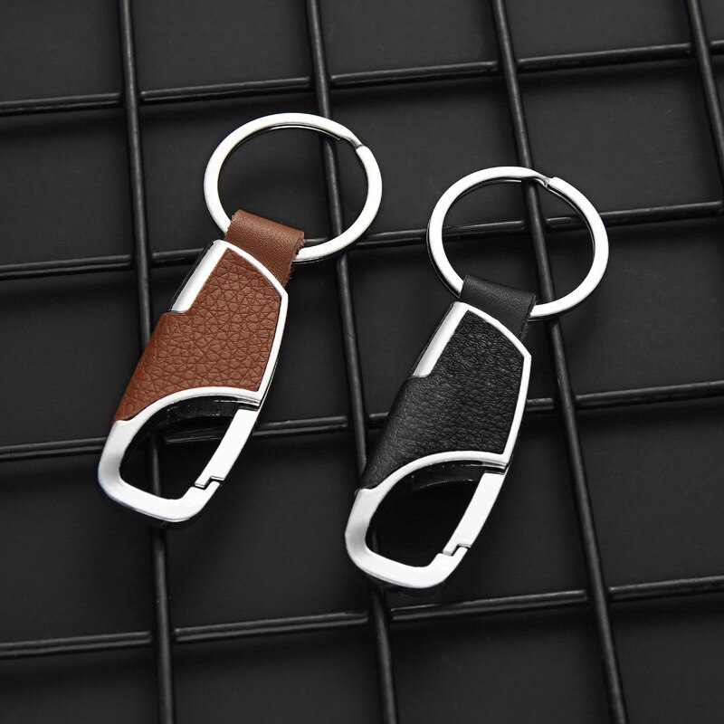 Mode-sieraden Metalen Sleutelhanger Heren Lederen Auto Eenvoudige Leer En Metalen Legering Gesp Mannen Zwarte Auto sleutelhanger