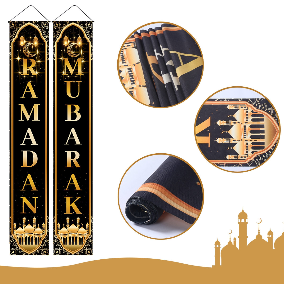 Banner da porta Eid Mubarak, decoração do Ramadã 2025 para casa Mubarak Ramadan Kareem festa muçulmana islâmica decoração Eid Al Adha presentes