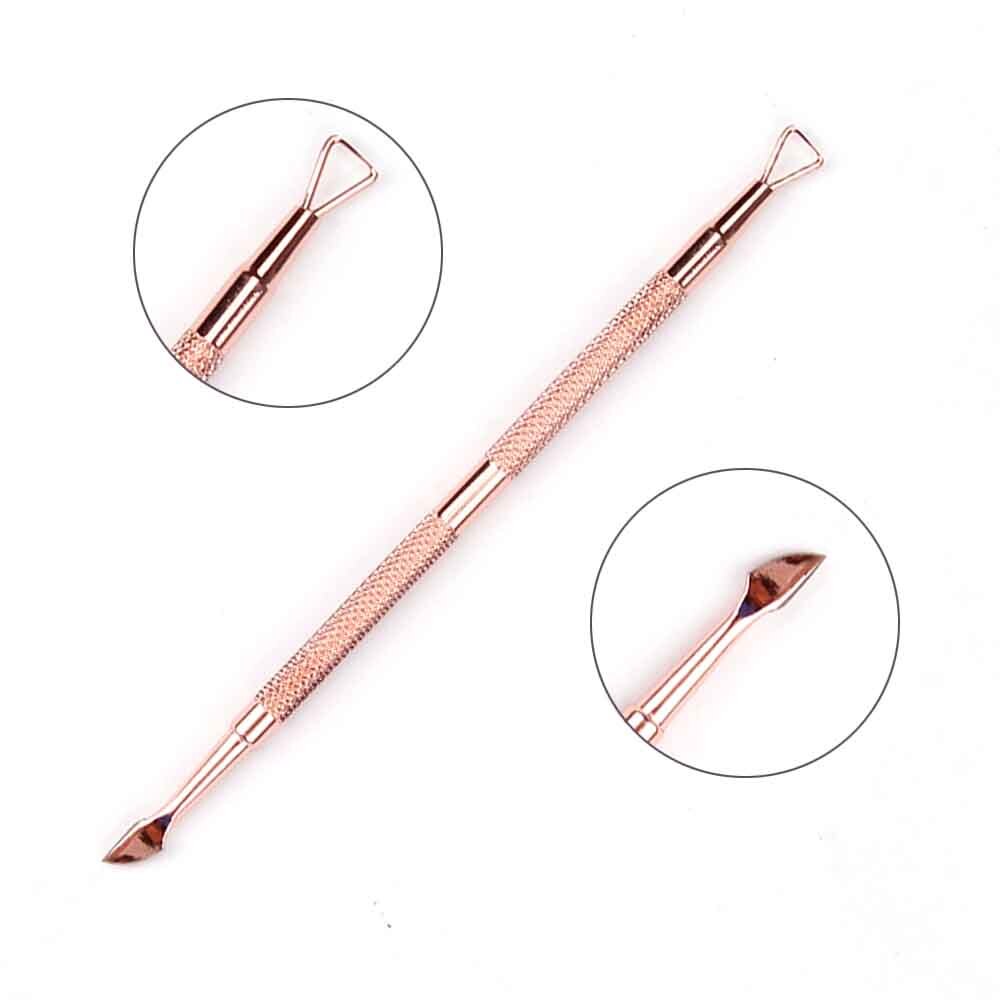 Nail Gel Polish Remover Culticle Pusher Cleaner Nail UV Gel Lak Remover Dead Skin Removing Stainless Steel Manicure Nail Art: Rose gold Dual-end