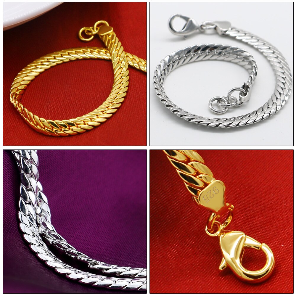 Heren Armband/Ketting Set 925 Sterling Zilveren Ketting Party Accessoires Gouden Sieraden Armband