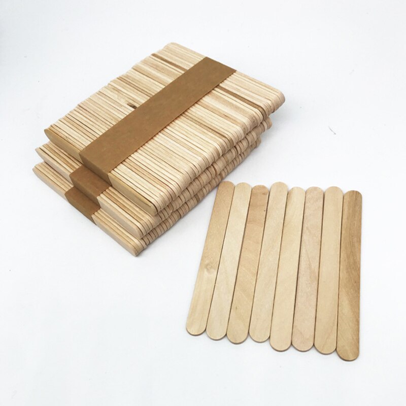 50pcs Coloré Bâtons de Popsicle En Bois Naturel Bâton de Crème Glacée En Bois Enfants BRICOLAGE Artisanat D'art Sucette Gâteau Outils Signets Accessoire