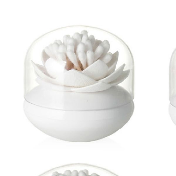 Lotus tandstikkere holder bomuldspindeboks bomuldsknap holder tilfælde bord dekorere opbevaringsboks arrangør: Hvid x med låg