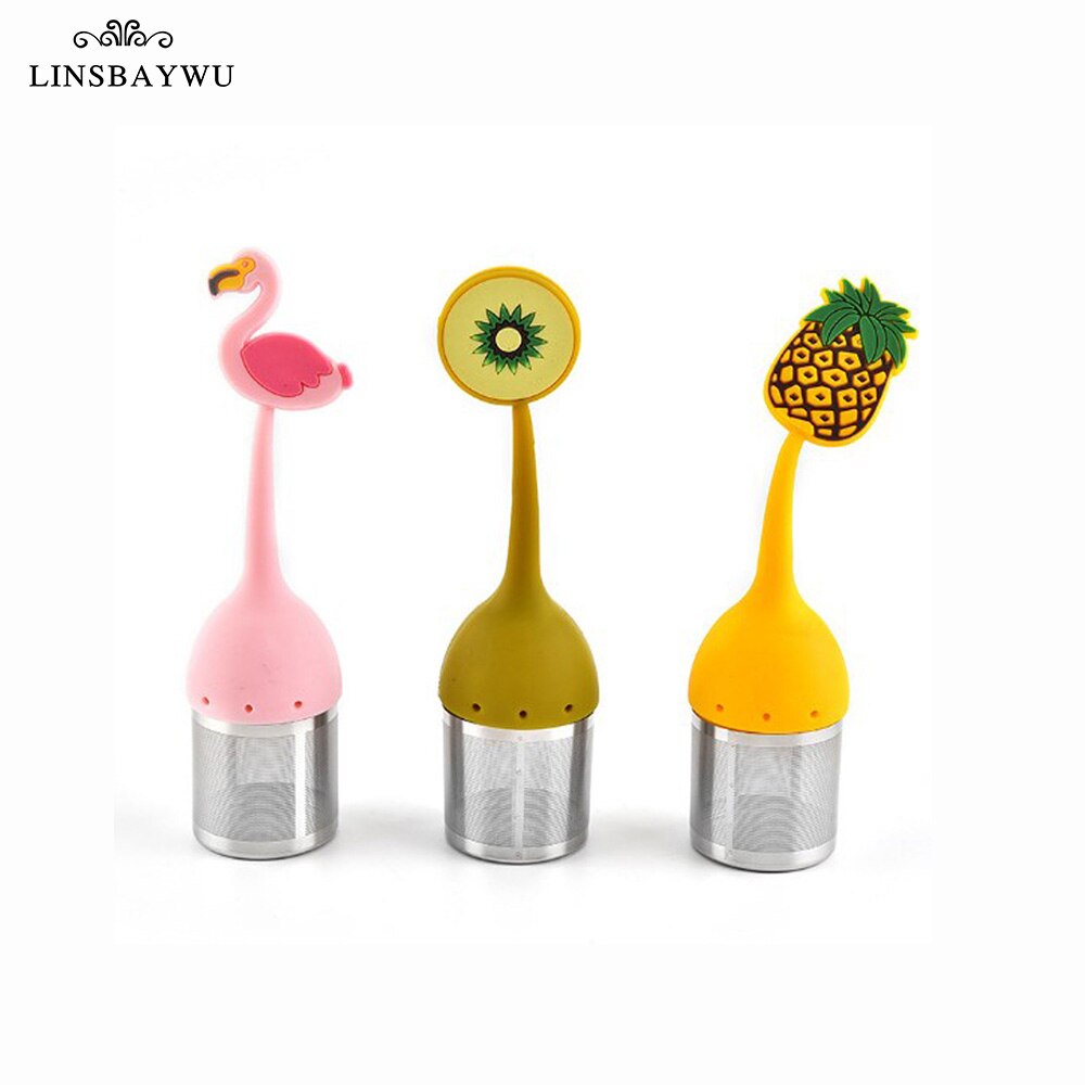 1pc söta flamingo tesil tepåsar silikon lösbladste teinfuser filter diffuser rolig tecknad tetillbehör ananas