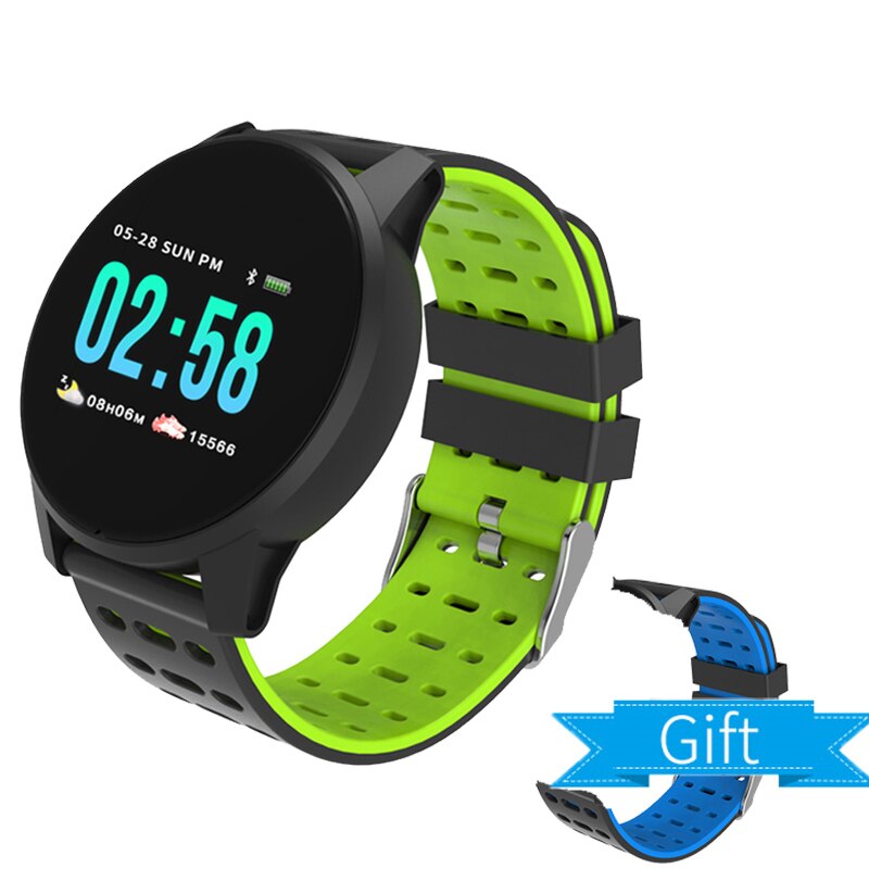Fitness Tracker Smart Armband Bloeddruk Meting Horloge Hartslagmeter Waterdicht IP67 Smart Band Horloge Vrouwen Mannen: Green and black