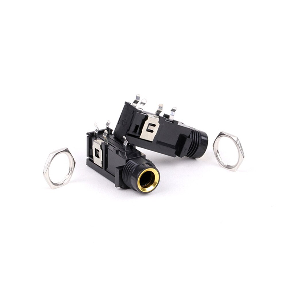 10pcs/lot 6.35mm Stereo Female Jack 4 PINS Feet 6.35mm PCB Panel Mount Microphone Socket Stereo 1/4 Inch Female Connector