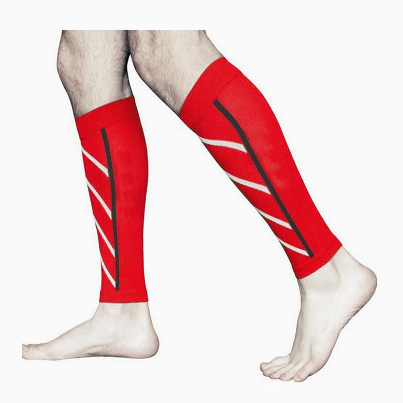 Calze sportivo calze A Compressione di notte da corsa in nylon ghette fluorescenti calzini di Pallacanestro Delle Donne Degli Uomini di Ciclismo Compressione gamba Slee: rosso