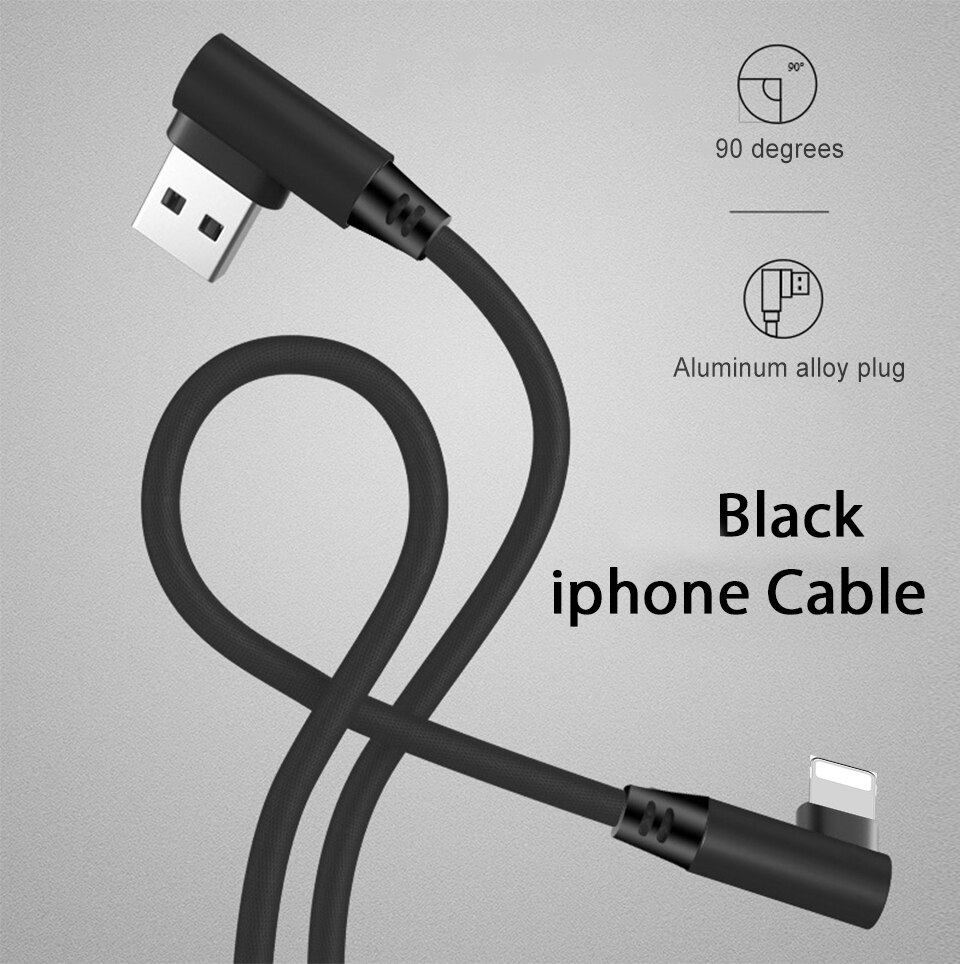 Schnelle ladekabel USB handy dual ellenbogen kabel nylon woven 90 grad kabel für iphone 11 Pro X XR MAX 6 7 8s
