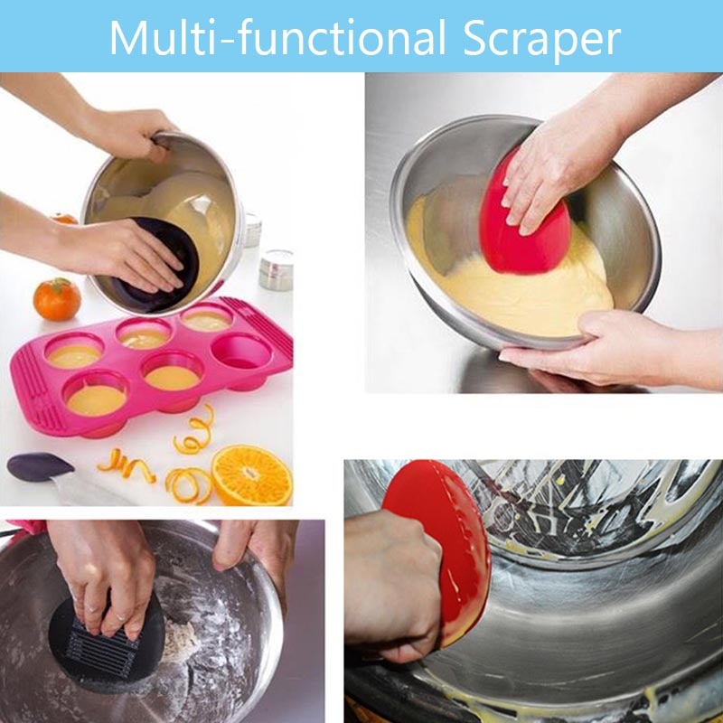 TEENRA Siliconen Schoonmaken Kom Schraper Met Meting Pot Pan Silicone Cake Spatel Schraper Conversie Spatel Bakken Tools