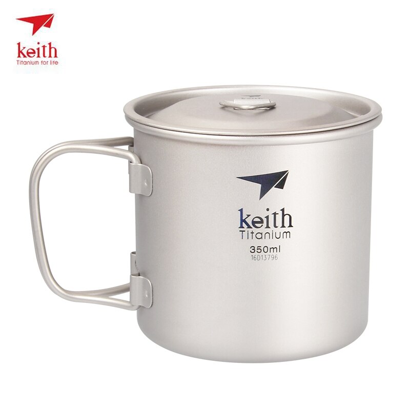 Keith titanium kopp titan vann krus sammenleggbart håndtak enkelt vegg kopp utendørs camping reise tur kopper med lokk 220ml-900ml