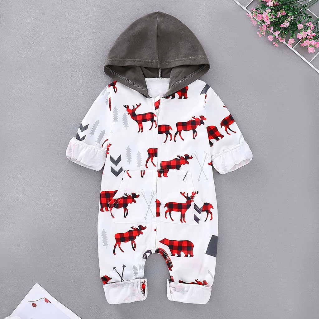 baby animal romper Infant Jumpsuit For Baby Unisex Girls Boys Christmas Santa Cartoon Hooded Romper ropa bebe