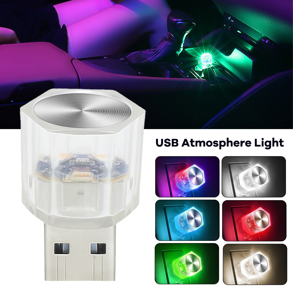 Luz de ambiente ambiental Interior de coche de 5V, luces LED, lámpara de lectura automática, decoraciones, lámpara de ambiente decorativa USB Plug and Play