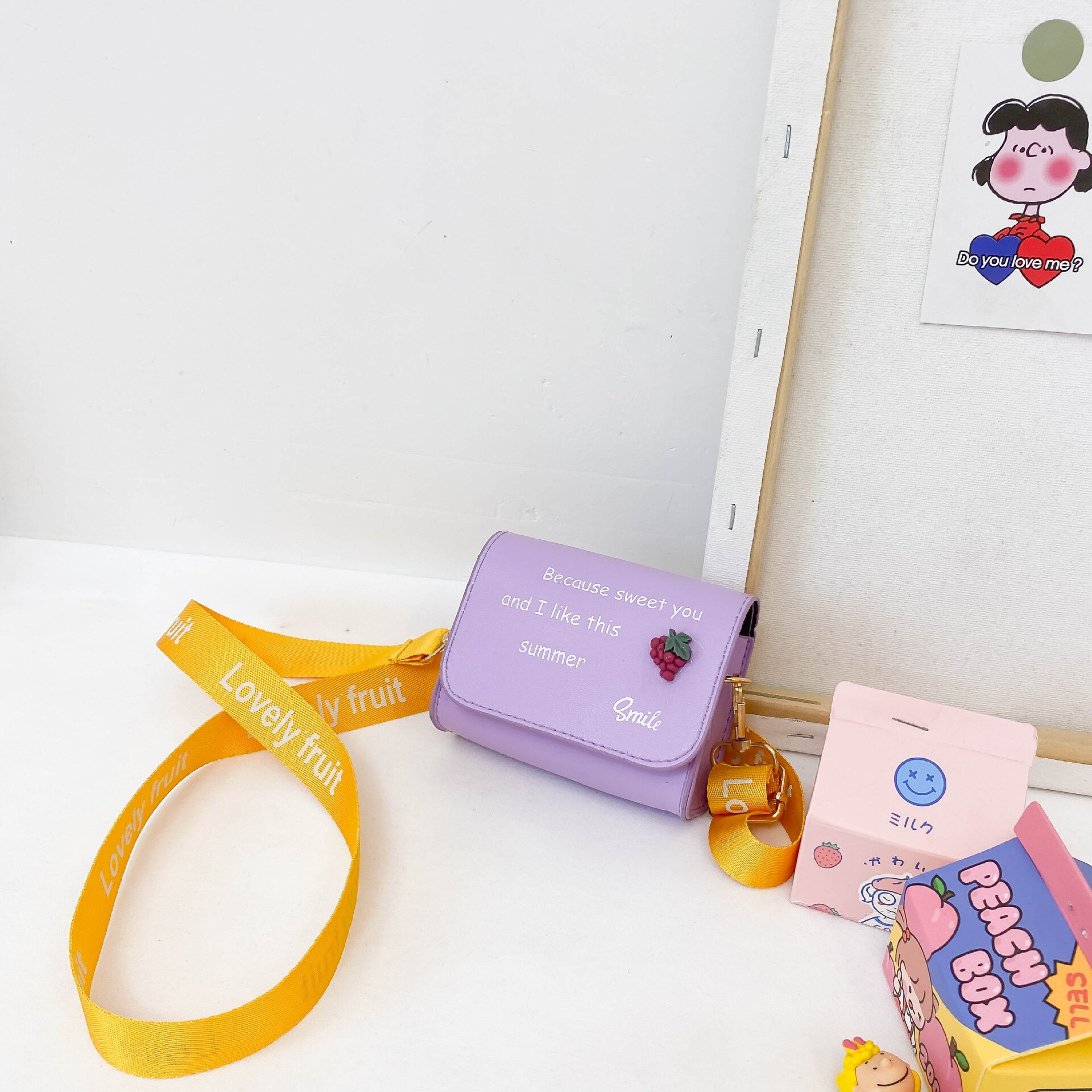 Leuke Baby Mini Handtas Leuk Meisje Fruit Crossbody Tassen Kawaii Kids Kleine Coin Wallet Bag Meisjes Veranderen portemonnee: Paars