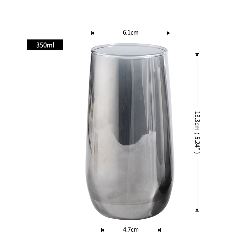 Upspirit grå plating whisky drikkeglass vann kaffe melk drinkware glass til hjemmet vodka ølbar hotell glass kopper sett: 350ml