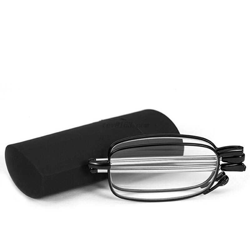 Reading Glasses Men Women Folding Small Glasses Frame Black Metal Glasses With Original Box Portable +1.5 +2.0 +2.5 +3.0: +400 / Black