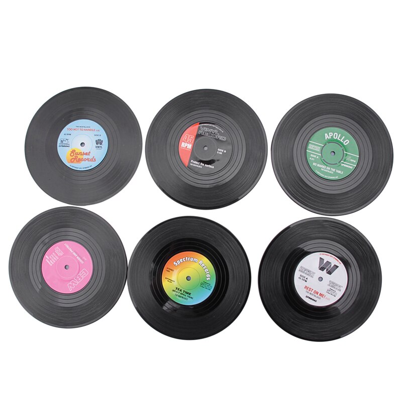 Mode Vinyl Silicone Record Retro Type Onderzetters Cup Mats 6 Stks/set