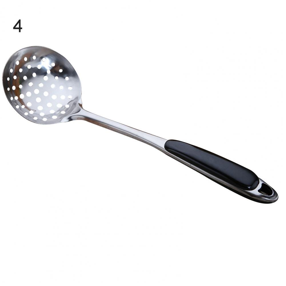 Stainless Steel Soup Spoon Colander Long Handle Spatula Kitchen Cooking Strainer Meat Fork Frying Shovel: 04